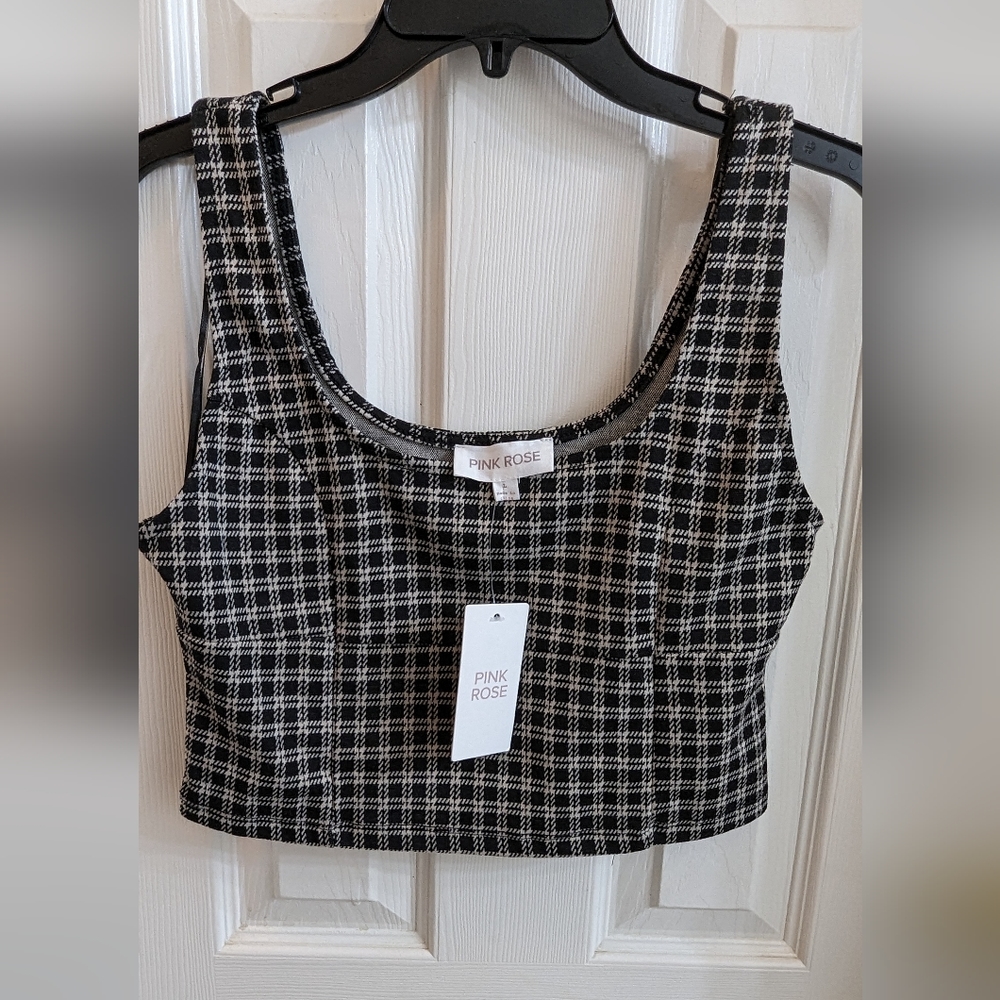 Pink Rose Crop Tank Top NWT